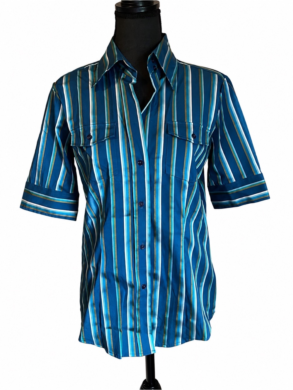 New York & Company Striped Workwear Top Women’s Size Medium Office Siren